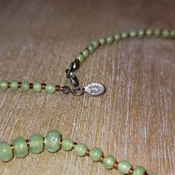 Cookie Lee Long Green Beaded Necklace 48" Copper Accent Lobster Clasp - Picture 4 of 5